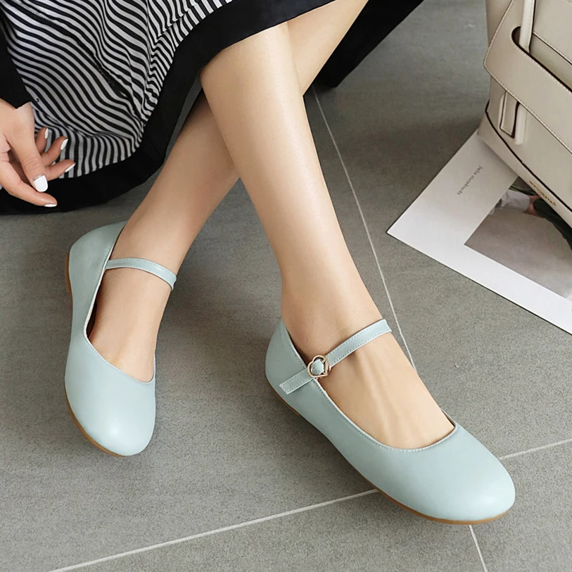 Women Flat Mary Janes Classic Round Toe Ballet Shoes 2023 Fashion Round Toe Buckle Breathable Ladies Boat Footwear Zapatos Mujer