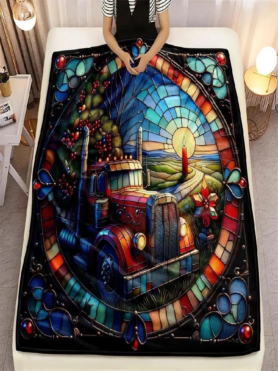 Bold Big Car Design Soft Microfiber Throw Blanket  Cozy for Bed Sofa Camping Picnic  Winter Warmth Decor