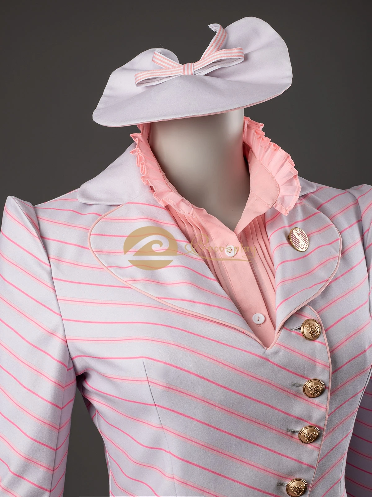 Glinda Cosplay Costume Pink Striped Skirt Top Suit Glinda Cos Outfit for Women Halloween