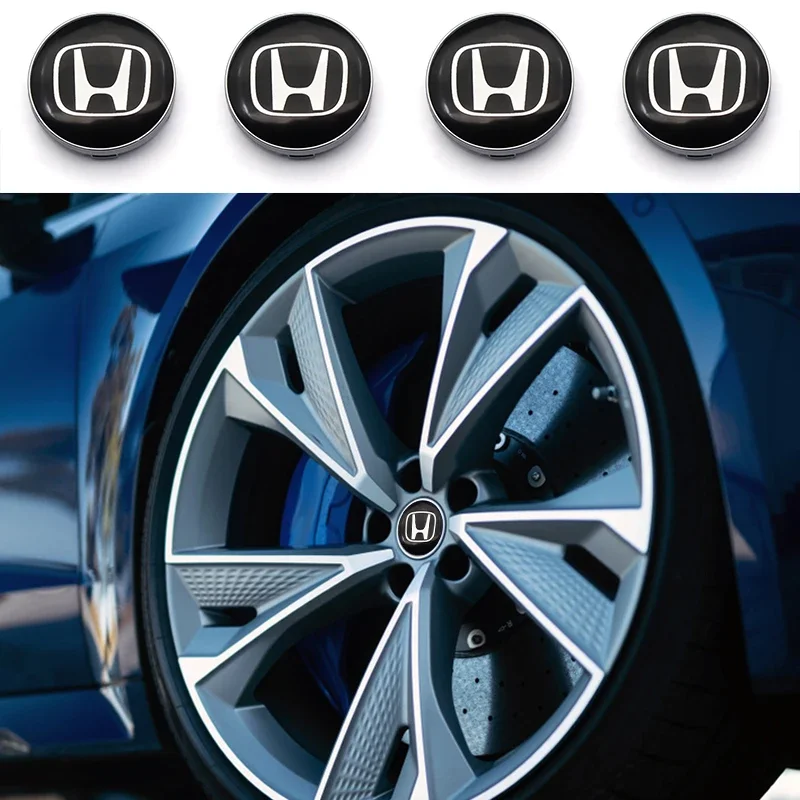 4 قطعة 56 مللي متر + 60 مللي متر سيارة محور عجلات غطاء مركزي شارة معدنية ملصق لهوندا هايبرد سيفيك XR-V CR-Z CRV أكورد 7 الجاز اكسسوارات السيارات