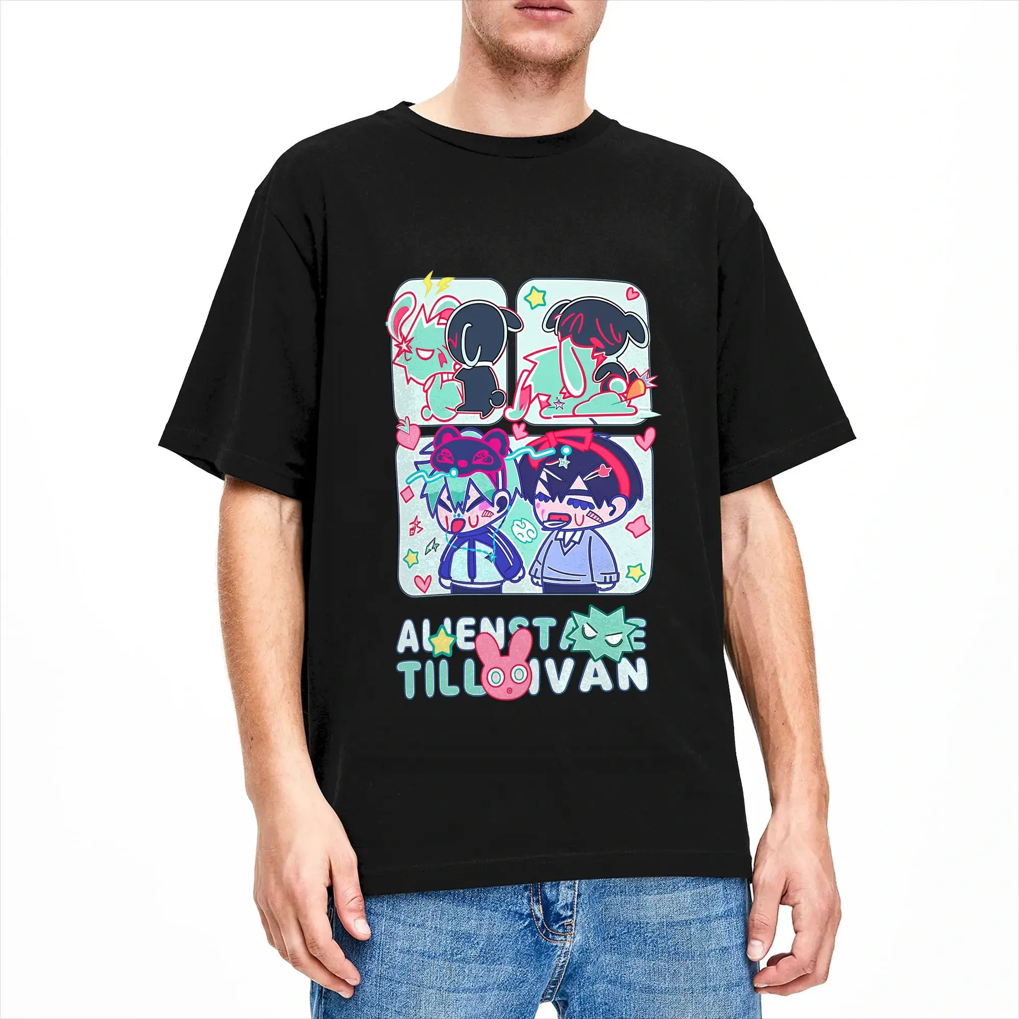 Ivan Till Luka SUA Mizi Hyuna Chibi Idol T-Shirt Male  Vintage T Shirts Round Neck Fashion Tee Shirt Print Oversized Clothing