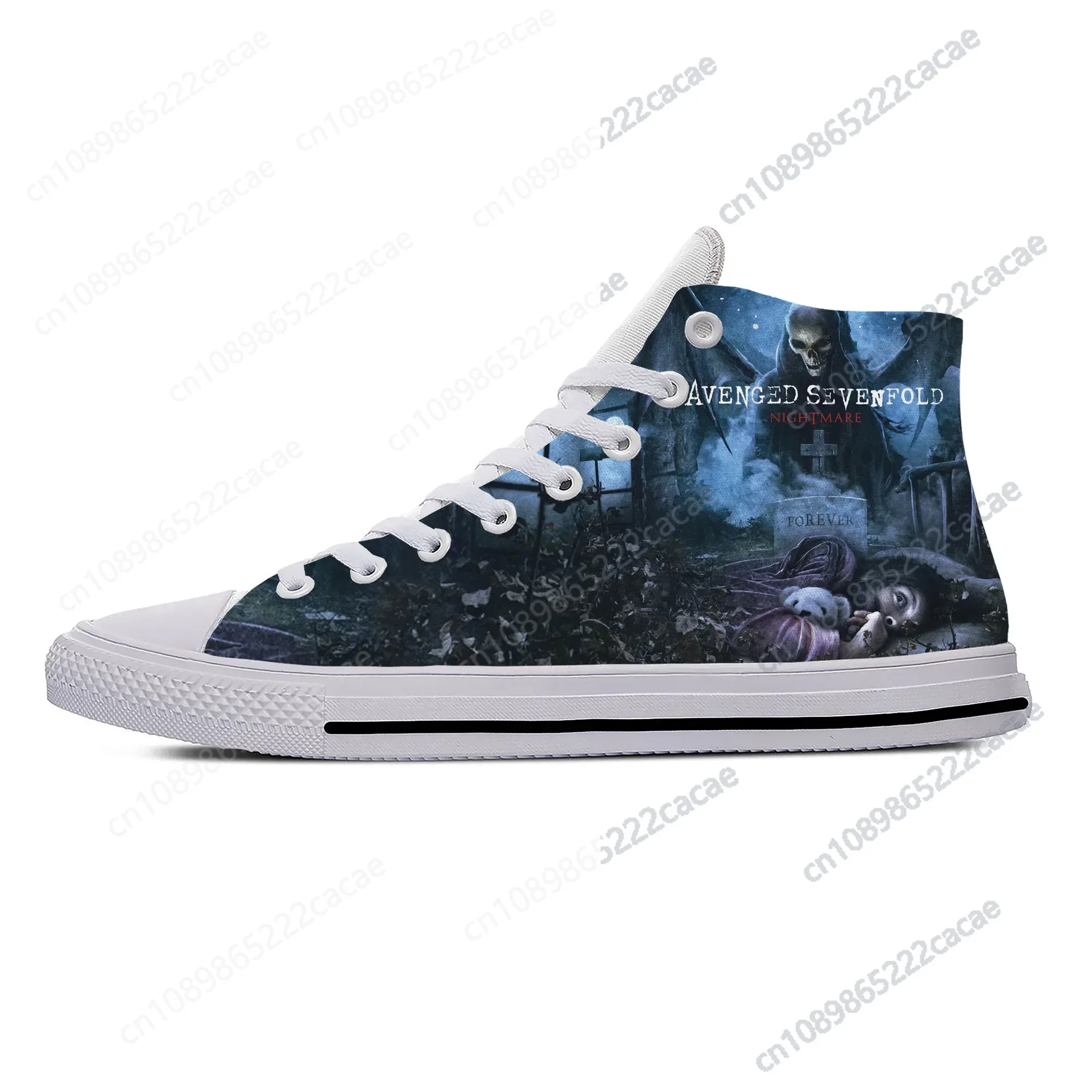 

A7X High Top Sneakers Mens Womens Teenager Avenged Sevenfold Casual Shoes Canvas Running Shoes 3D Print Lightweight shoe White