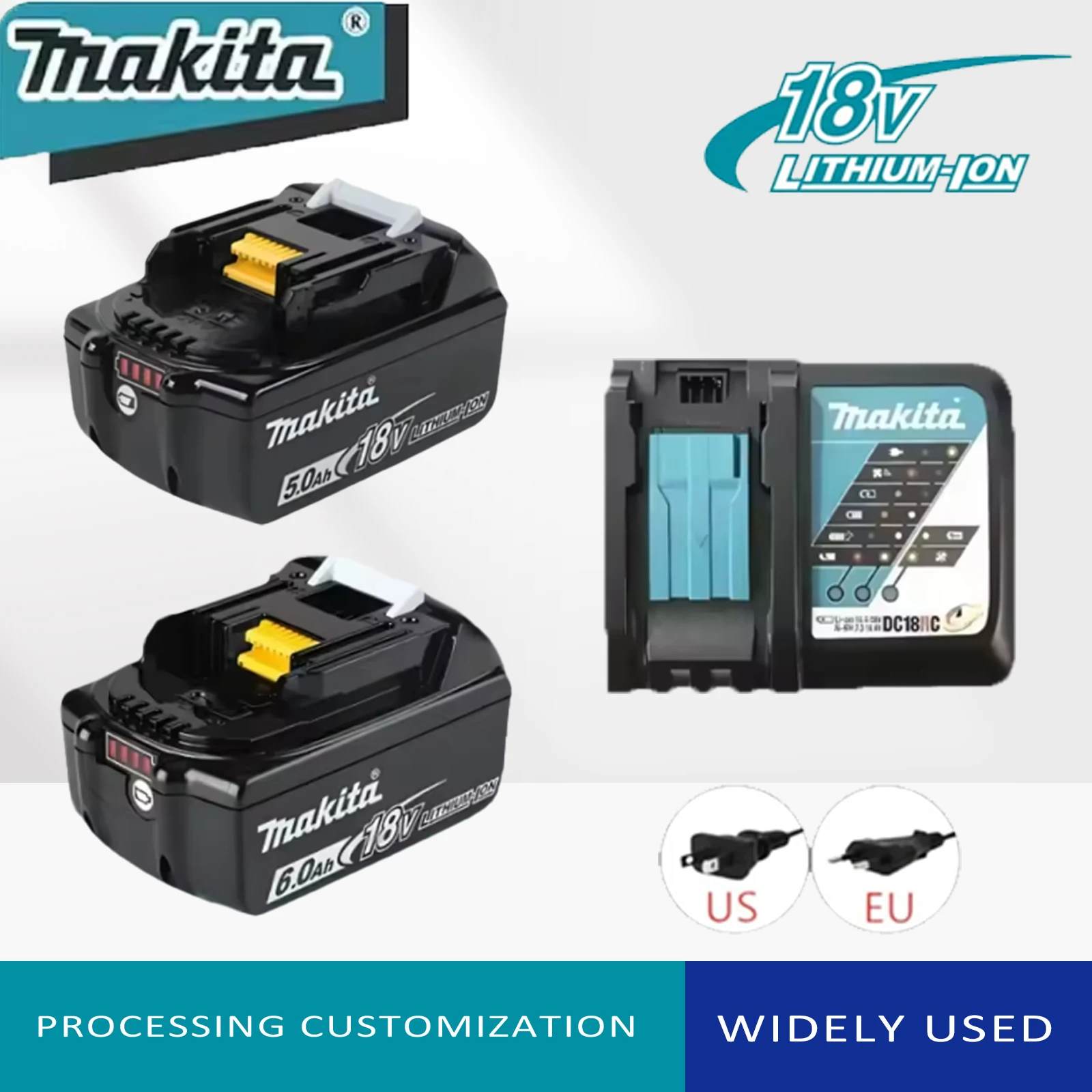 100% новая оригинальная аккумуляторная батарея Makita 18 В, 6,0 Ач/5,0 Ач BL1830B BL1840 BL1840B BL1850 BL1850B 18650 LXT400, электроинструмент
