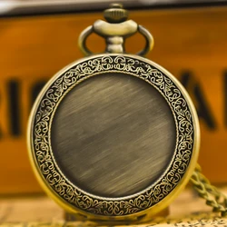 Vintage Bronze Creative Texture Fashion Accessory Fine Chain Quartz Pocket Watch Unisex Student Gift