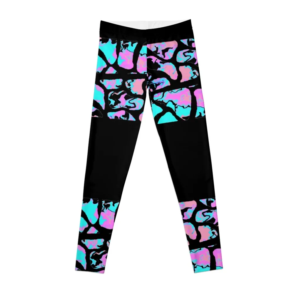 Blue & Pink Giraffe Print Leggings Sports female Tight fitting woman workout shorts Pants sport Womens Leggings