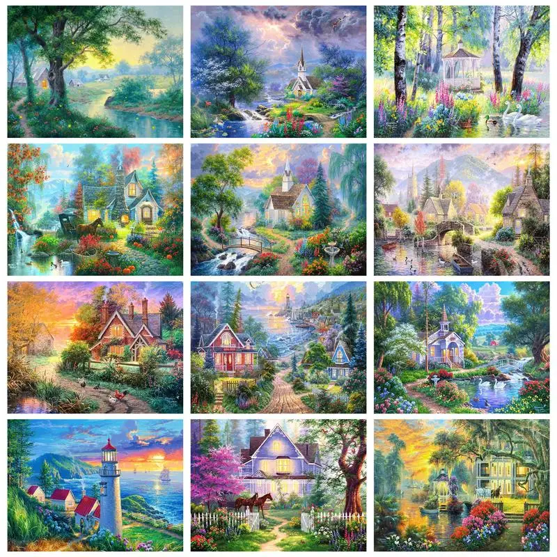 

RUOPOTY Acrylic Painting By Numbers With Frame Paint Kit Drawing By Numbers Forests Acrylic Paints Home Decors Crafts Gift