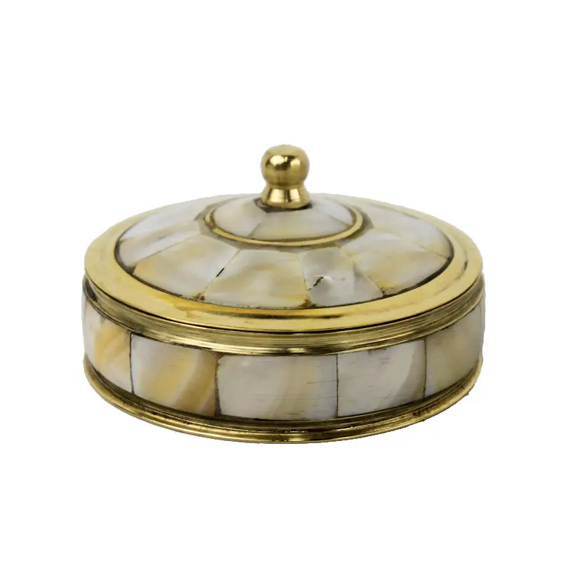 

Pure handmade pure copper inlaid shell ornament jewelry box candlestick home characteristic soft decoration