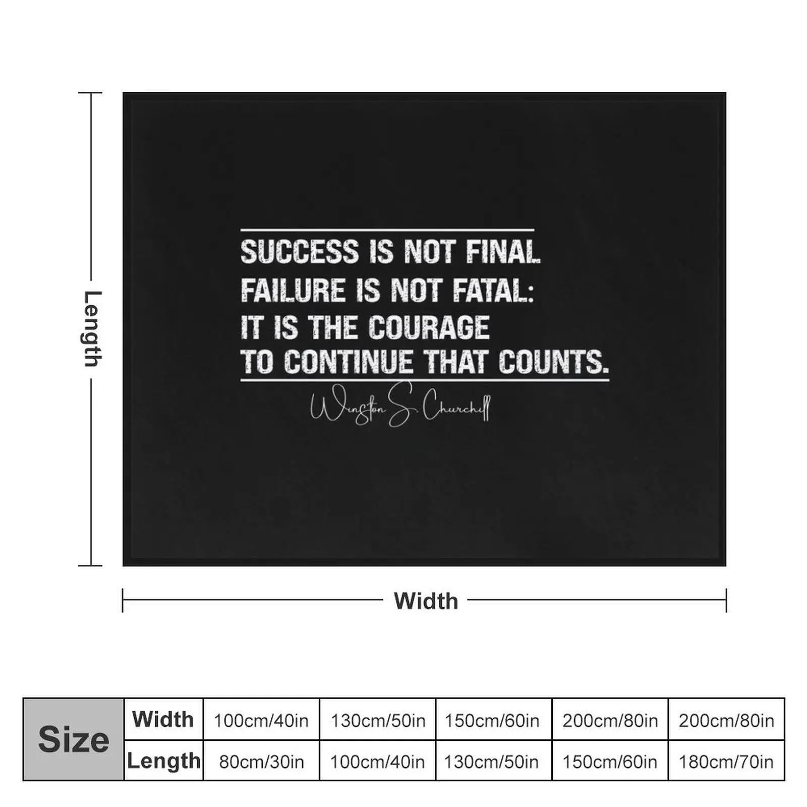 Success Is Not Final Failure Is Not Fatal It Is The Courage To Continue That Counts Throw Blanket Large Tourist Sofa Blankets