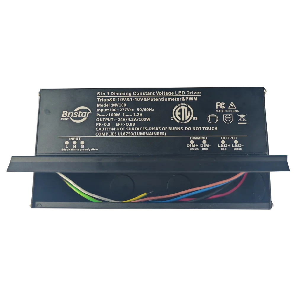 30-240W IP67 200W 24V Waterproof 5 in 1 Triac Dimming 0-10V/1-10V/Potentiometer/10V PWM LED Driver US ETL Standard Junction Box view 2