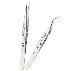 New Straight Stainless Steel Rhinestones Picker Eyelash Tweezer Nippers Clip Tool Extensions Grafting