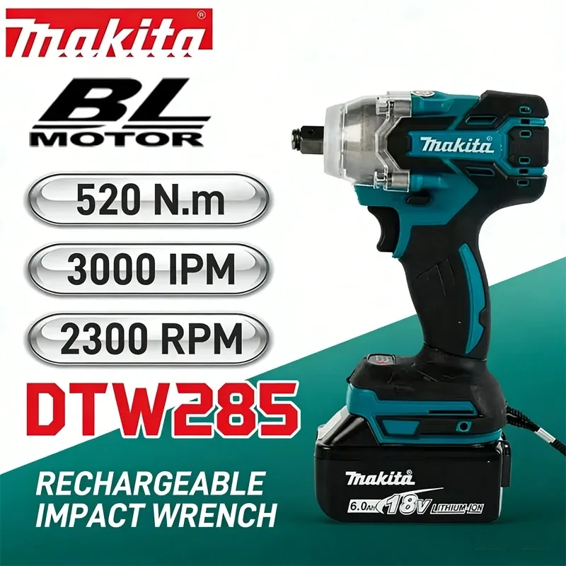

Makita DTW285 Tools Impact Wrench Machine Brushless Cordless Electric Wrench High Torque Rechargable Tool For Makita 18V Battery