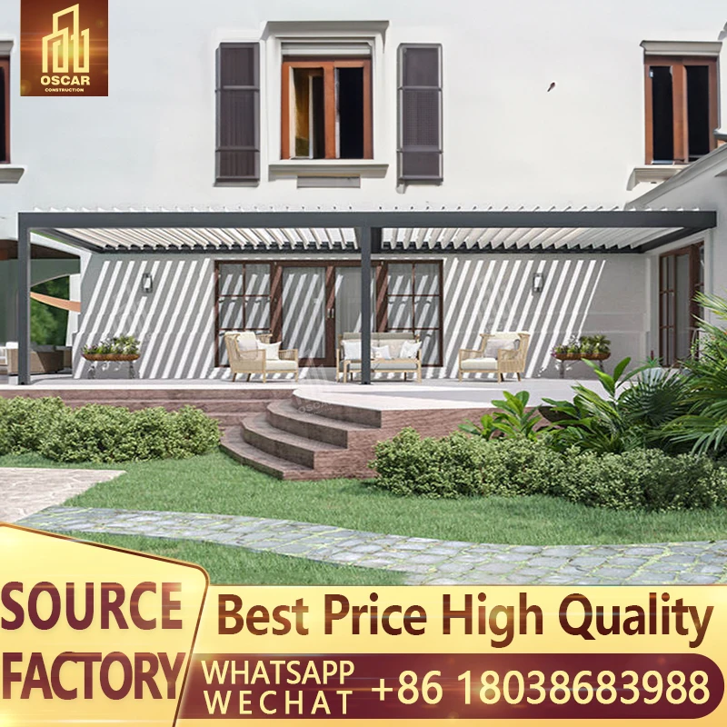 Electric Louver Roof Motorized Aluminum Pergola Kits for High Class Hotel