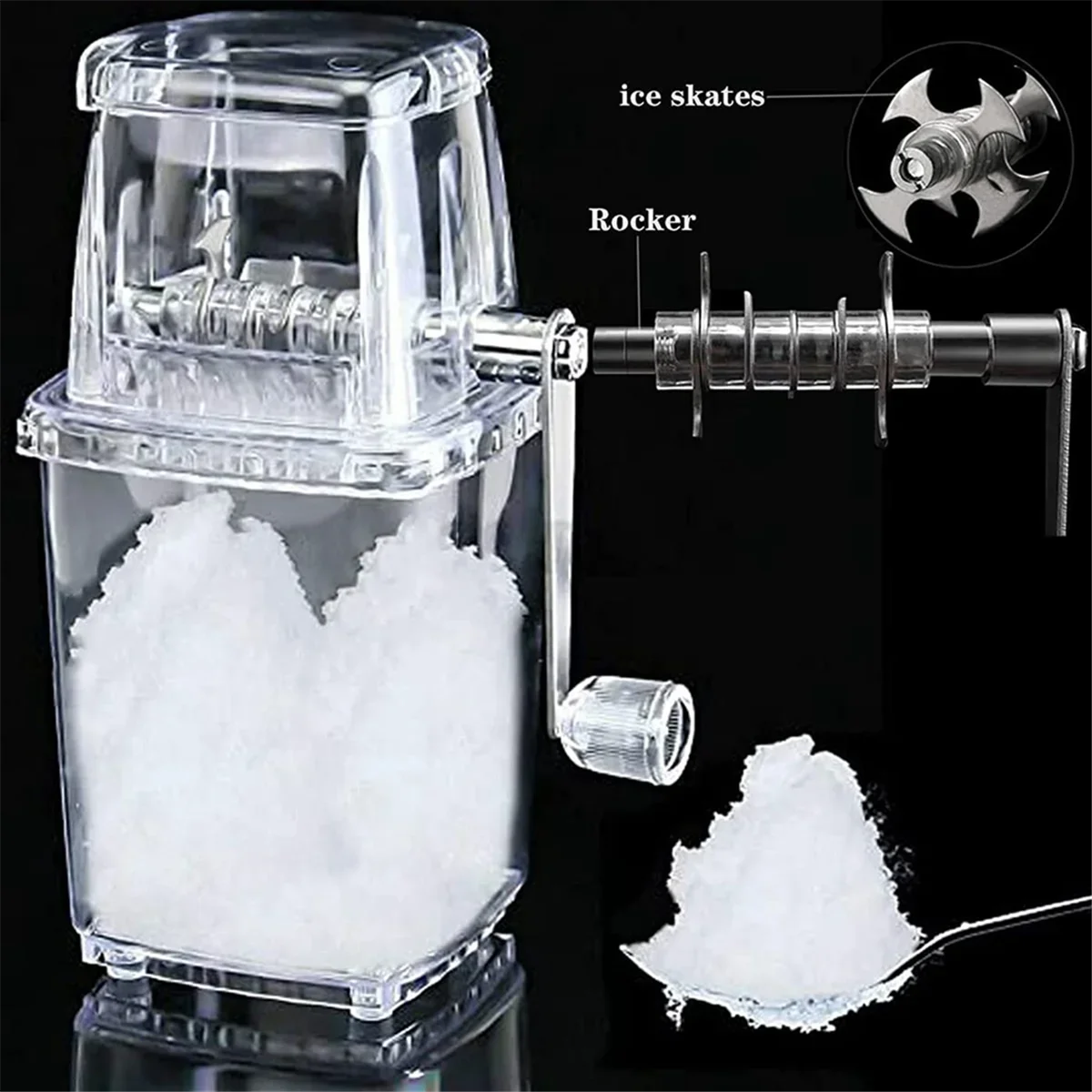 Ice Crusher Manual Rotary Ice Crusher Cocktails Slush Machine Ice-Cube Crushed Smoothies Ice Crusher Machine Home B-CKFAM