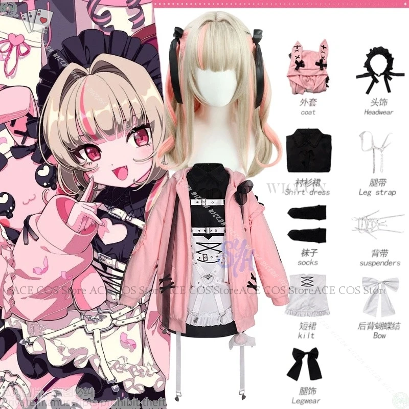 

Хэллоуин Экспо аниме Vtuber Youtuber Косплей Makaino Ririmu профи (10) Nijisanji Костюм Jirai Kei Девушки Розовый Карнавальный наряд для взрослых