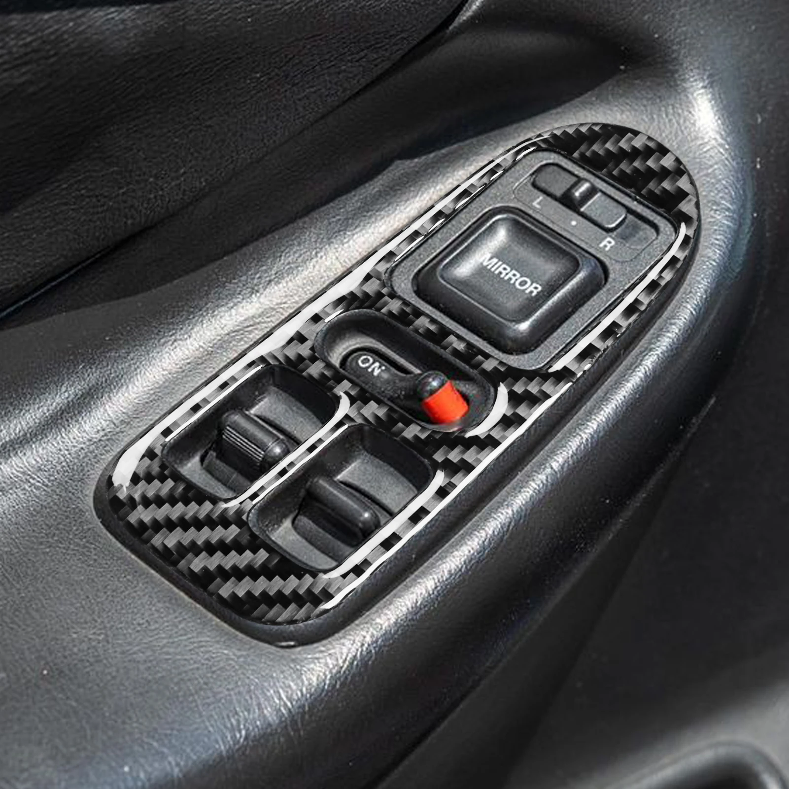 For Acura Integra 1994-2001 Real Carbon Fiber Stickers Window Lift Switch Button Panel Cover Car Accessories Interior decorative