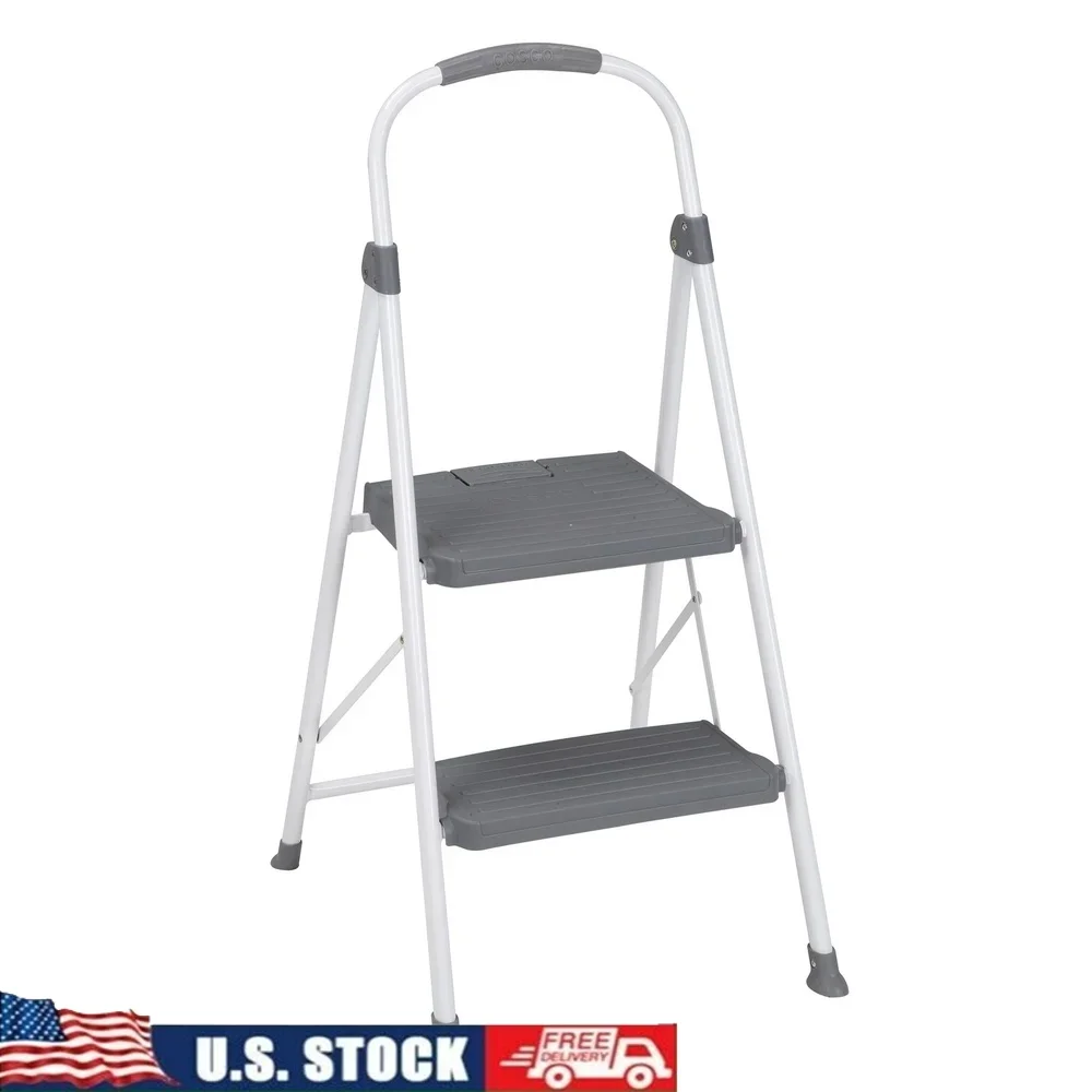 مقعد قابل للطي بخطوتين مع منصة كبيرة مقاومة للانزلاق وسهلة التخزين وخفيفة الوزن للمطبخ للأطفال والكبار #1