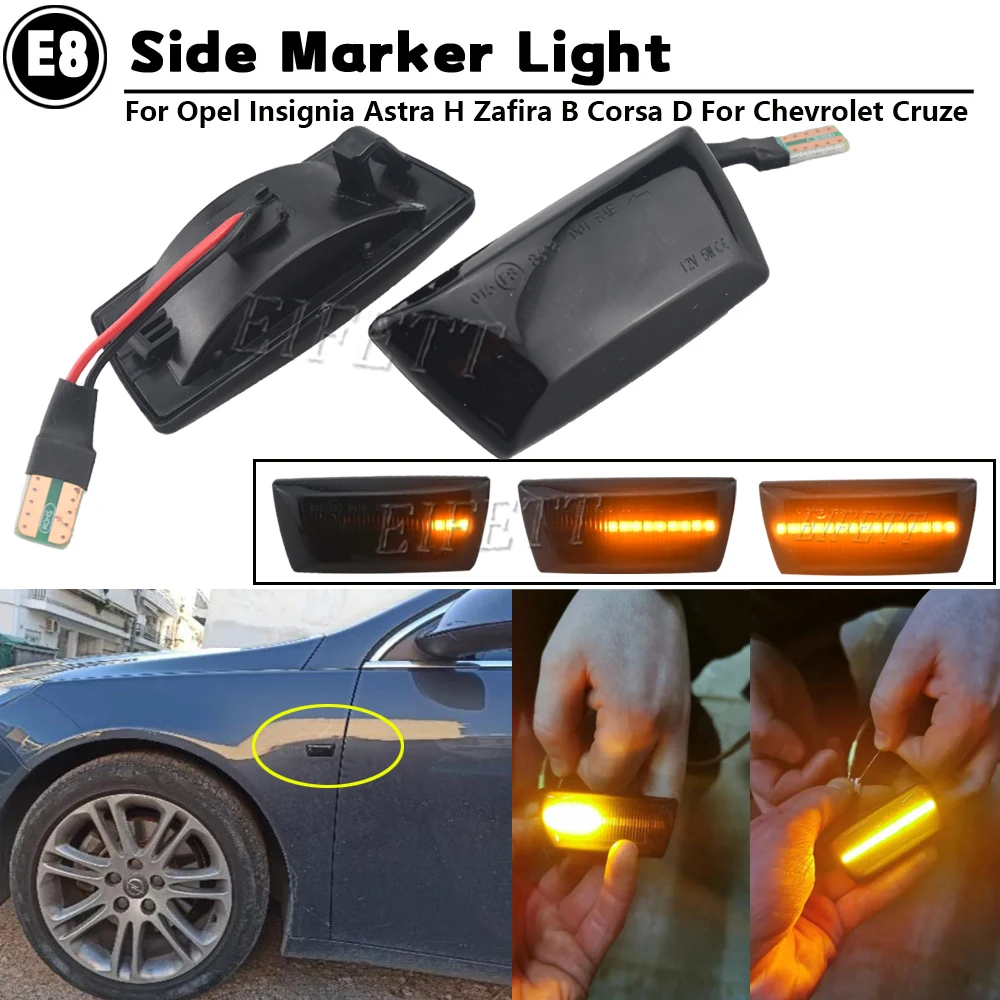 1Pair Car LED Dynamic Side Marker Repeater Turn Signal Light For Opel Insignia A MK1 2008-2017 For Opel Meriva B MK2 2010-2017