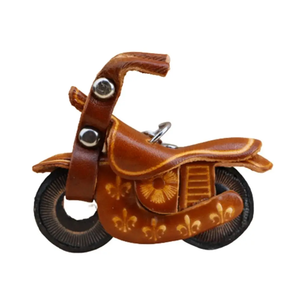 Retro Cowhide Motorcycle Keychain Mini Cowhide Motorcycle Pendant Delicate Creative Personality Simulation Motorcycle Keyring