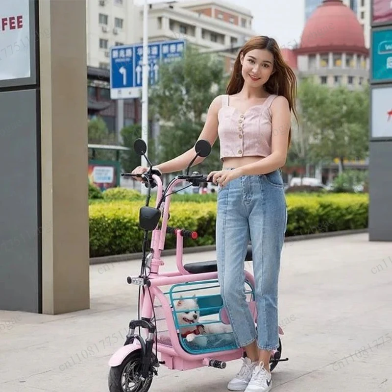 Electric Scooter with Pet Carrier, City Mini Electric Bike for Carrying Small Dogs & Cats