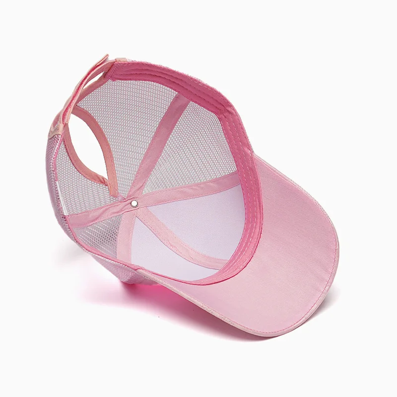 Summer Camouflage Women's Baseball Cap Breathable Mesh High Ponytail Hollow Holes Convenient Hair Tying Sticky Button Sun Hat