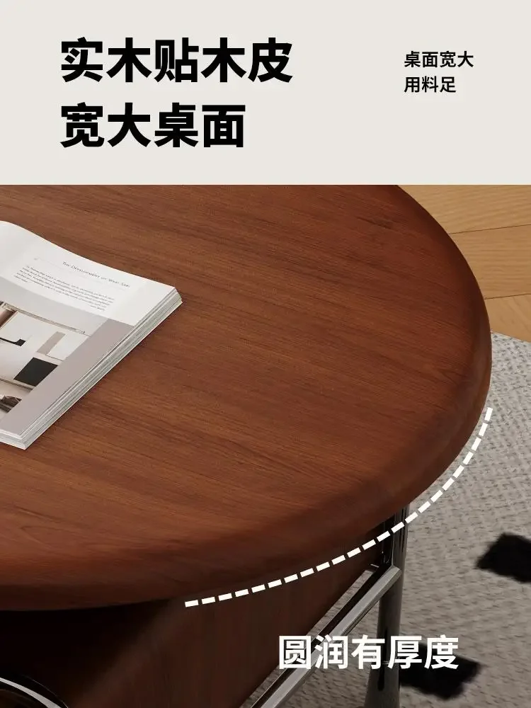 Medieval style coffee table living room household small apartment light luxury high-end sense solid wood cream wind simple