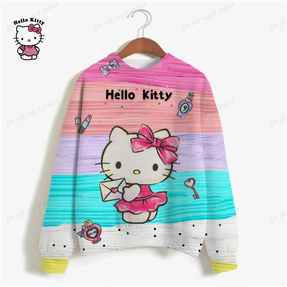 Female High Street Sweatshirt For Women Hoodies Graphic HELLO KITTY Y2k Clothes Cartoon Print Sweatshirt Women Hoodies