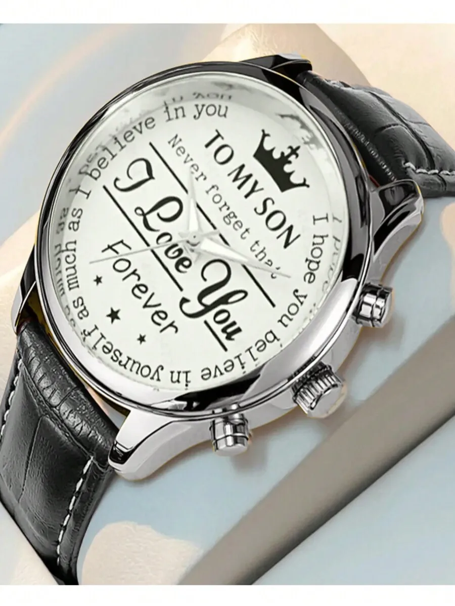 

Мужские кварцевые часы с вдохновляющим циферблатом и кожаным ремешком для повседневного ношения