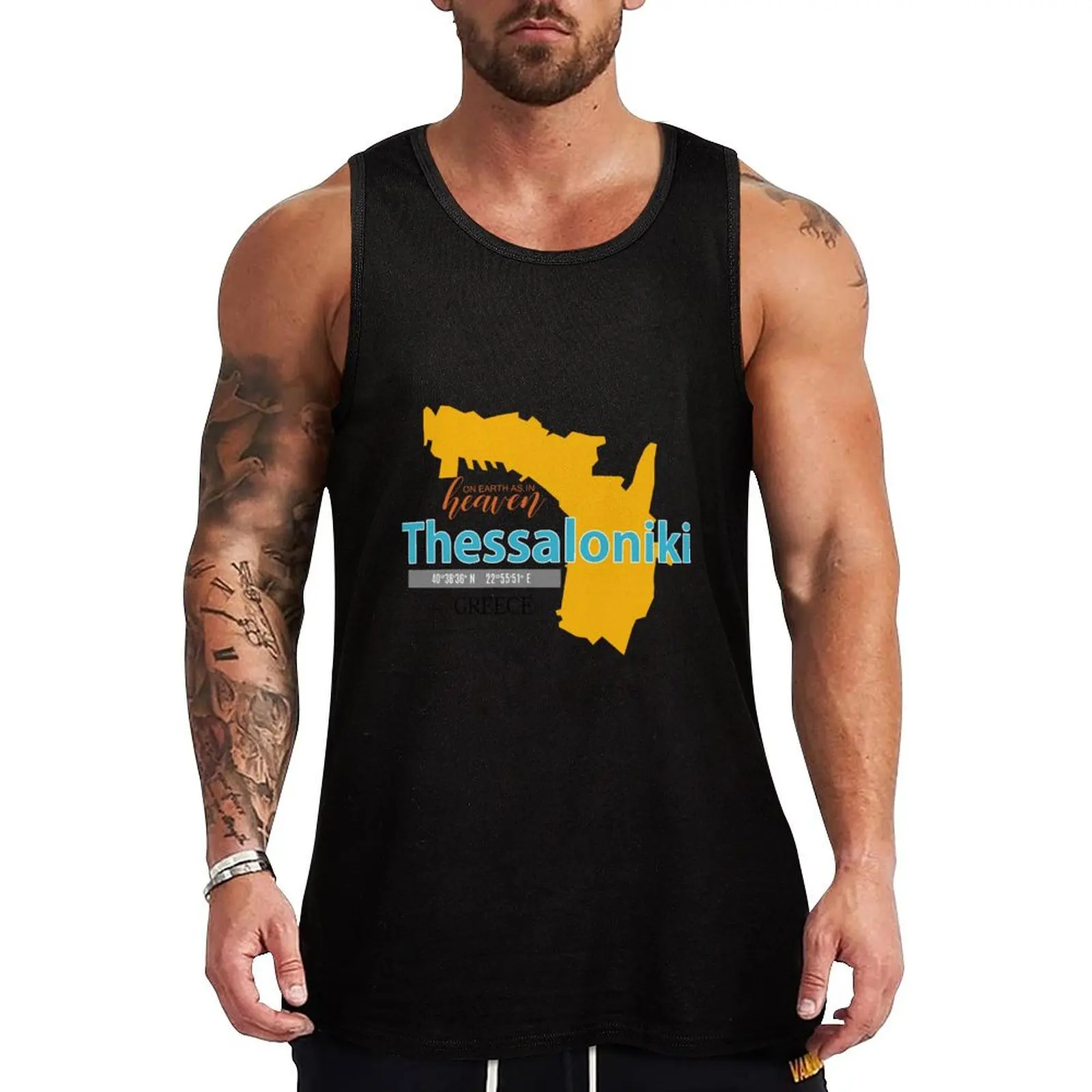 

i love thessaloniki Greece Tank Top Gym man bodybuilding men clothes gym shirt man