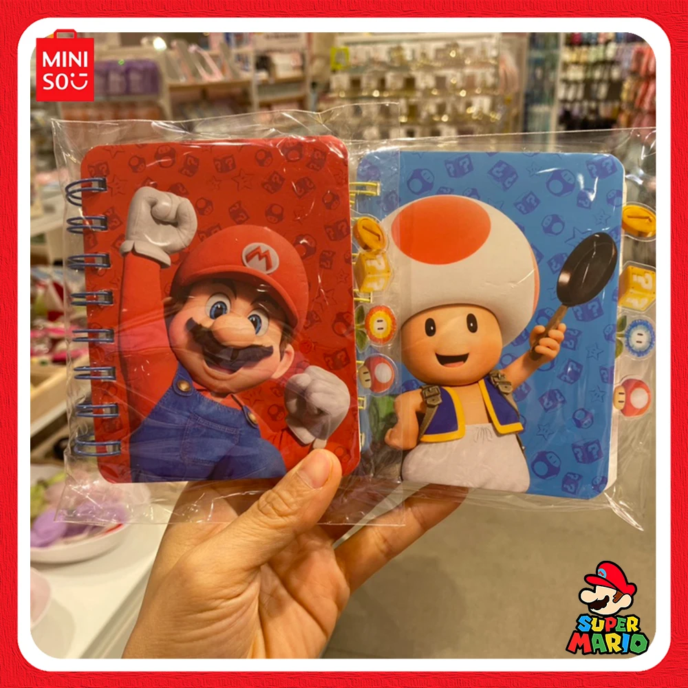 2024 New Miniso Super Mario Bros. Series A7 Coil Book Sock Card Holder Fragrance Piece Badge Rubber Blind Pouch Student Presents