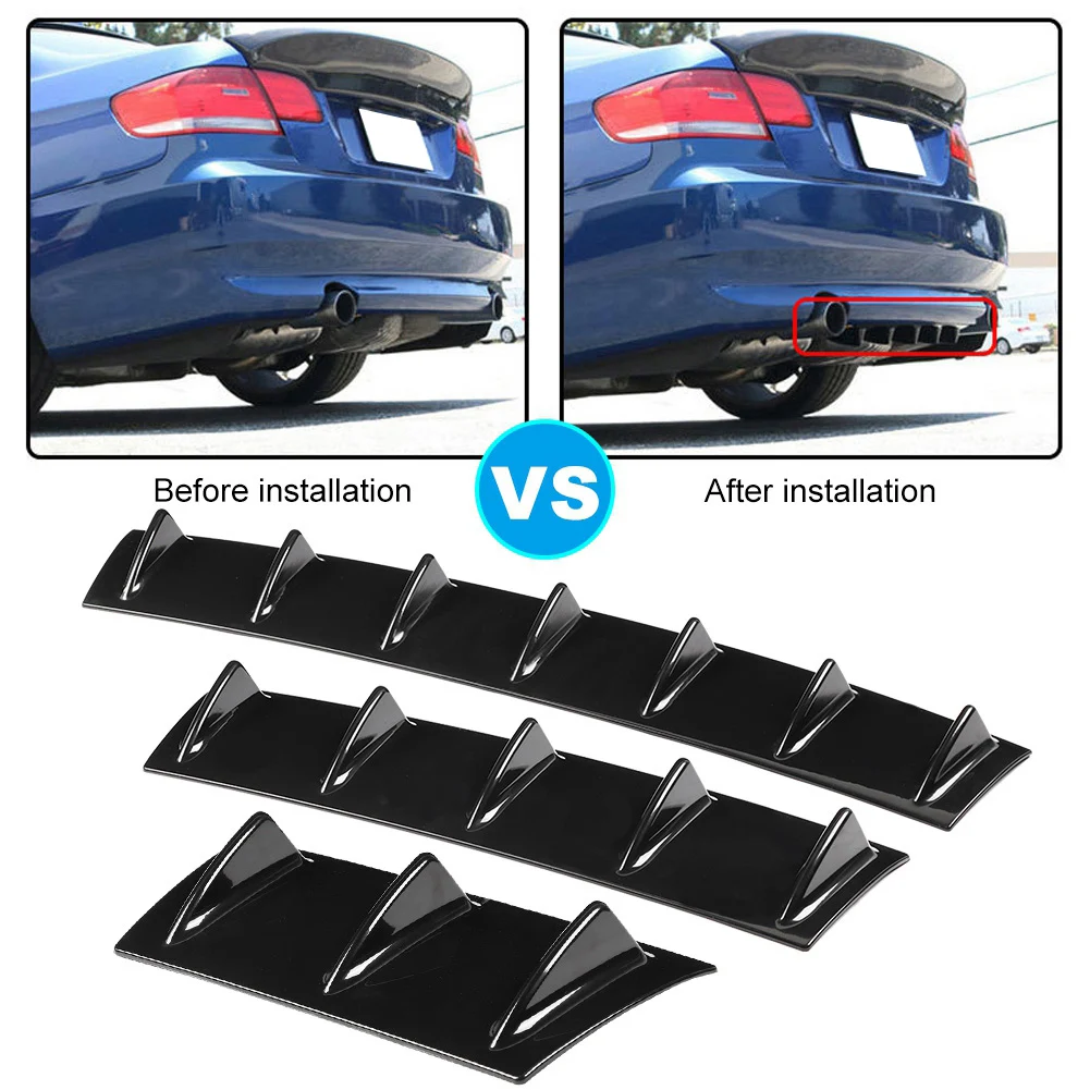 Universal Car Rear Bumper Chassis Shark Fin Spoiler Wing Lip Diffuser(L)