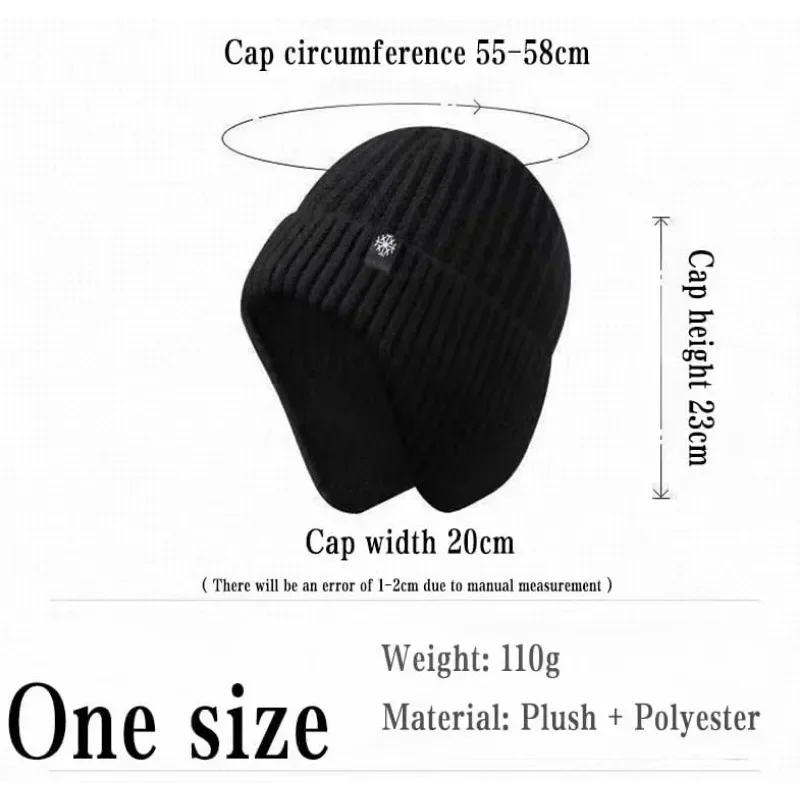 Winter Knitted Hat Warm Plush Earflaps Thickened Wool Cap Windproof Thermal Ear Protection Breathable Women Men Ski Skull Cap image 6