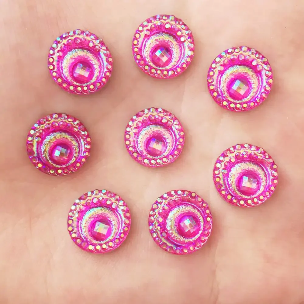 Hot Diy 40PCS 12mm AB Resin Round Shiny Rhinestone Eye Flatback Wedding Ornament K30