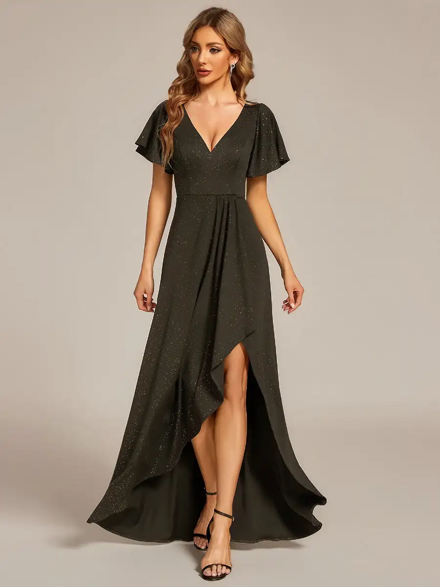 baziiingaaa-party-dress-shiny-tea-length-split-evening-dresses-with-ruffle-sleeves-evening-dress