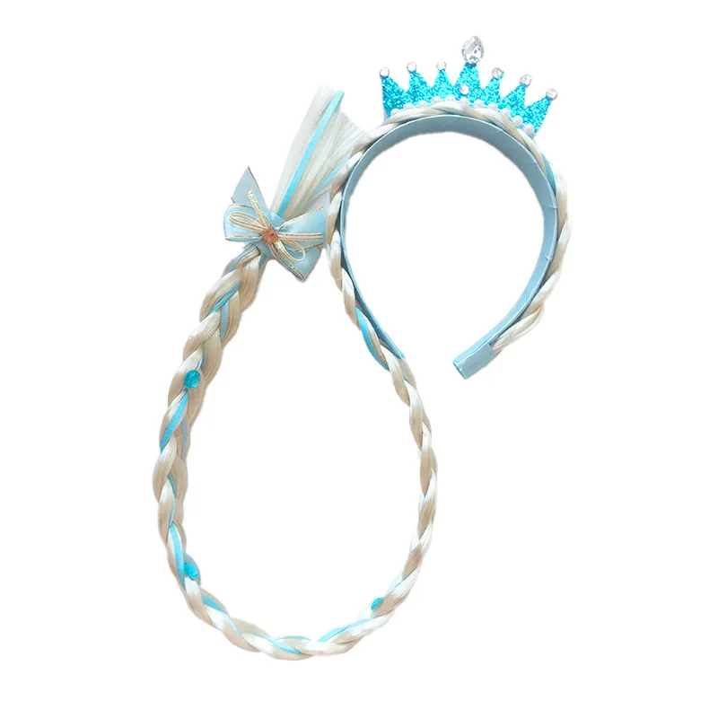 Accessoires de déguisement d'Halloween pour filles, princesse des neiges, reine Elsa, couronne, perruque, tresse blanche, fête de carnaval, fournitures de cosplay