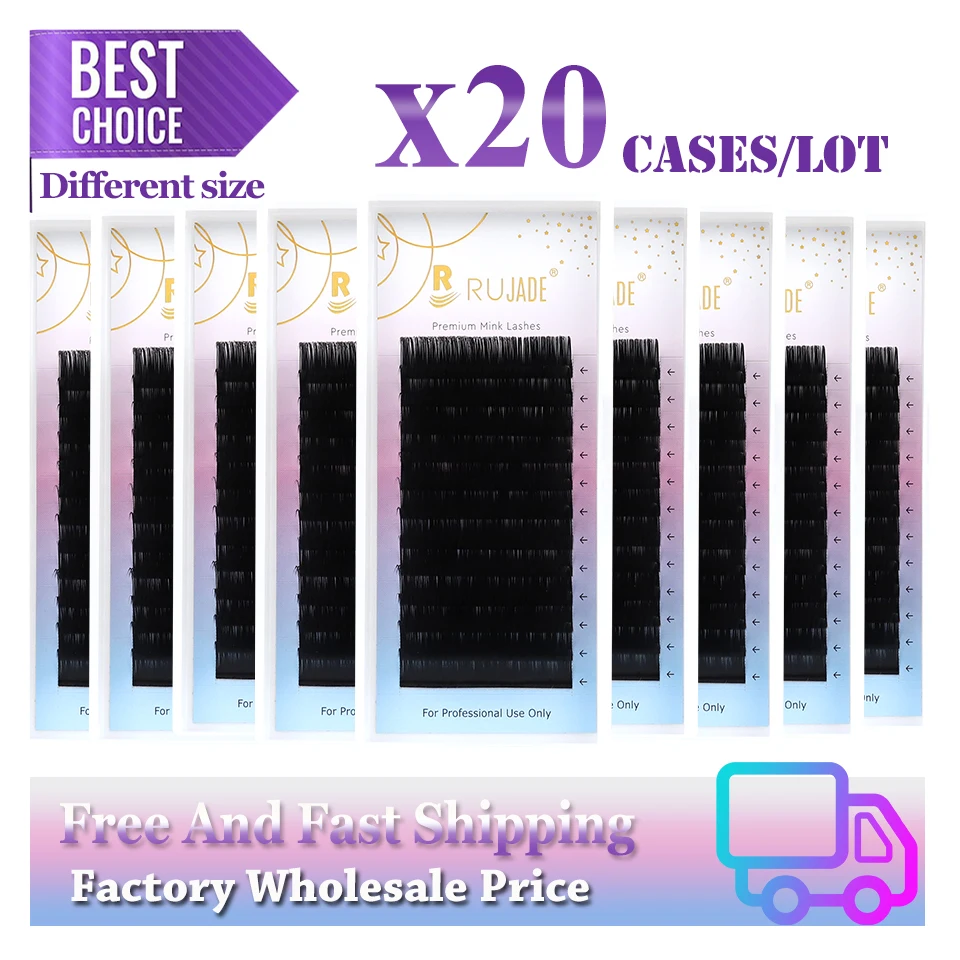 

20 Cases Individual Eyelash Extensions L/M Faux Mink Cashmere Eyelashes Russian Volume Premium Classic Eyelash Factory Wholesale