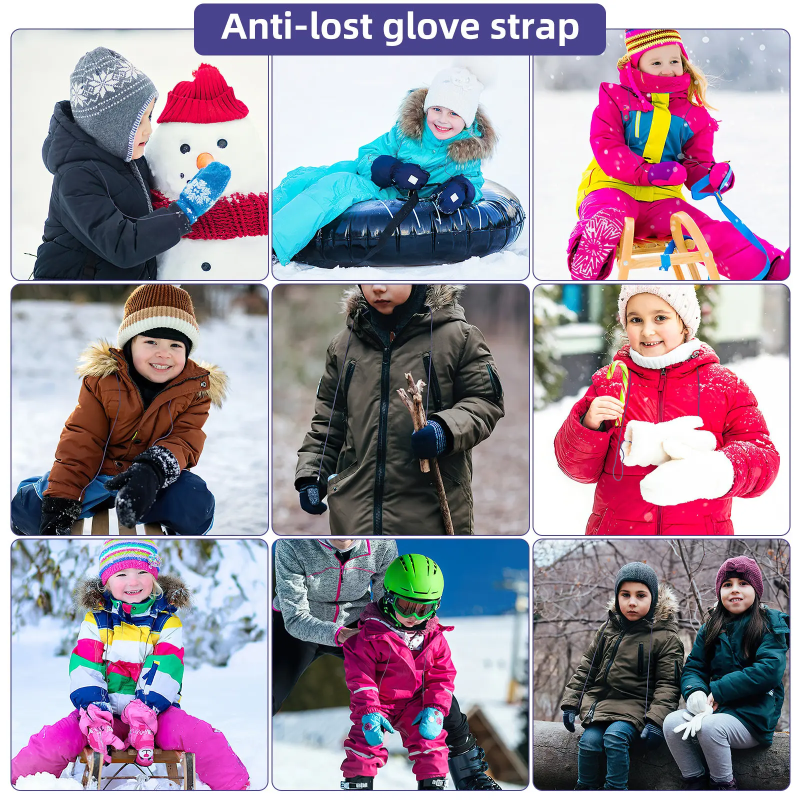 

4Pcs Anti-Lost Glove Lanyard for Children Neck Strap Lanyard String Winter Glove Holder Reusable Rope for Skiing Snow Play
