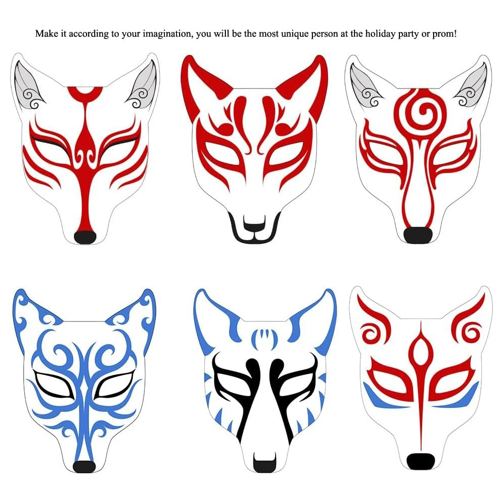 Halloween DIY PU Leather Fox Mask Japanese Anime Cosplay Mask Costume Accessories Masquerade Party Filming Prop