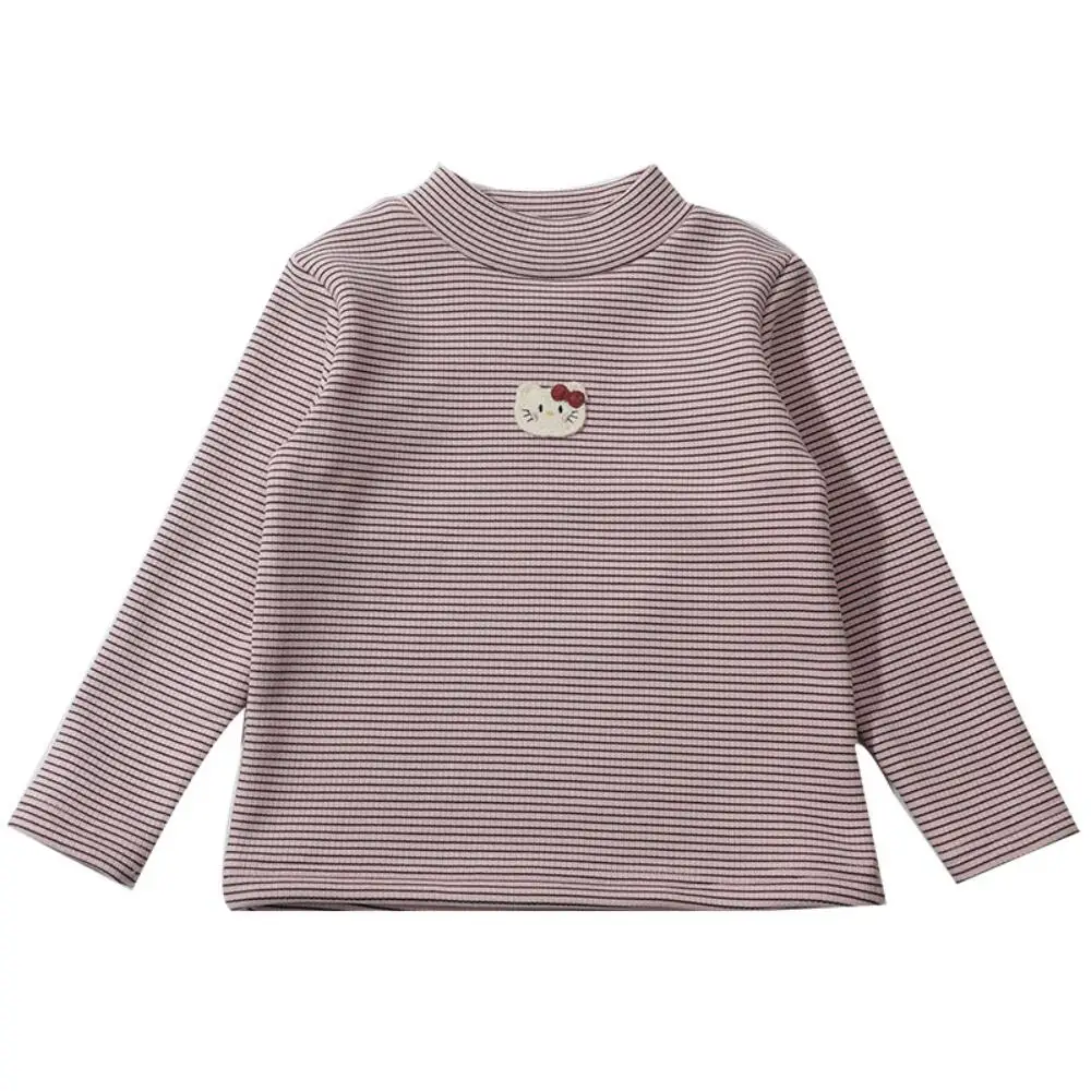 Толстовка Sanrio Hello Kitty для девочек, осенне-зимняя детская футболка с героями мультфильмов, повседневная бархатная нижняя рубашка с длинными рукавами, одежда