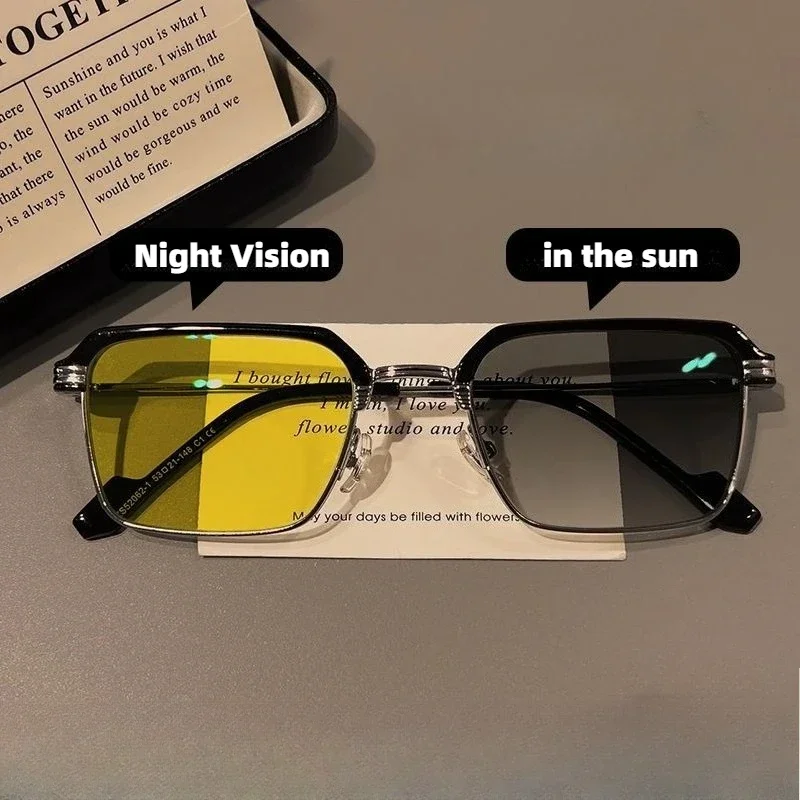 Neue Quadratische Nachtsichtbrille Unisex Photochrome Nachtsichtbrille für Outdoor-Fahren & Sport Sonnenschutzbrille – Detail 3