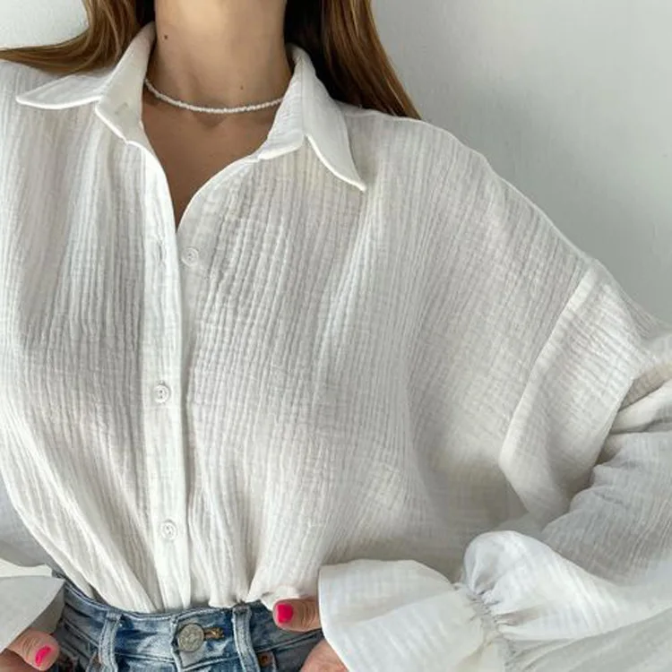 Ins Style 2024 Autumn New Flared Sleeve Long Sleeved Shirt All Cotton Casual Niche White Shirt For Women