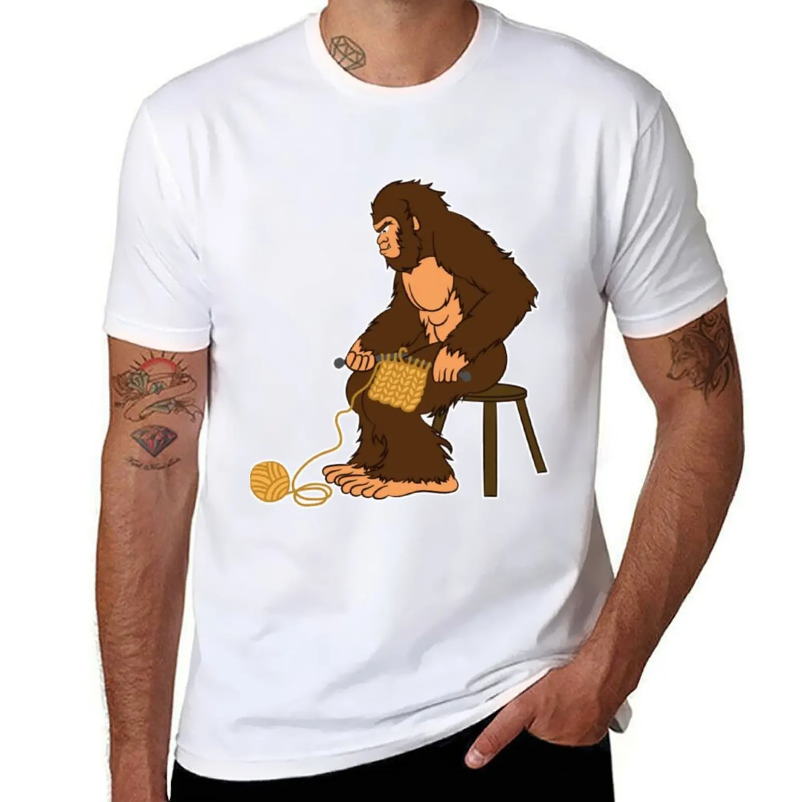 

Bigfoot Knitting Wool Sasquatchy T-Shirt man t shirt summer man tshirt T-Shirt