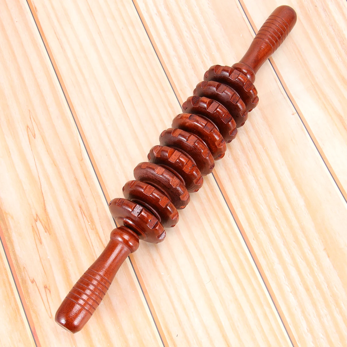 

Wooden Roller Massager Dark Red High-Density Wood Full Body Massage Stick For Back Neck Shoulder Yoga Relaxation Wheel