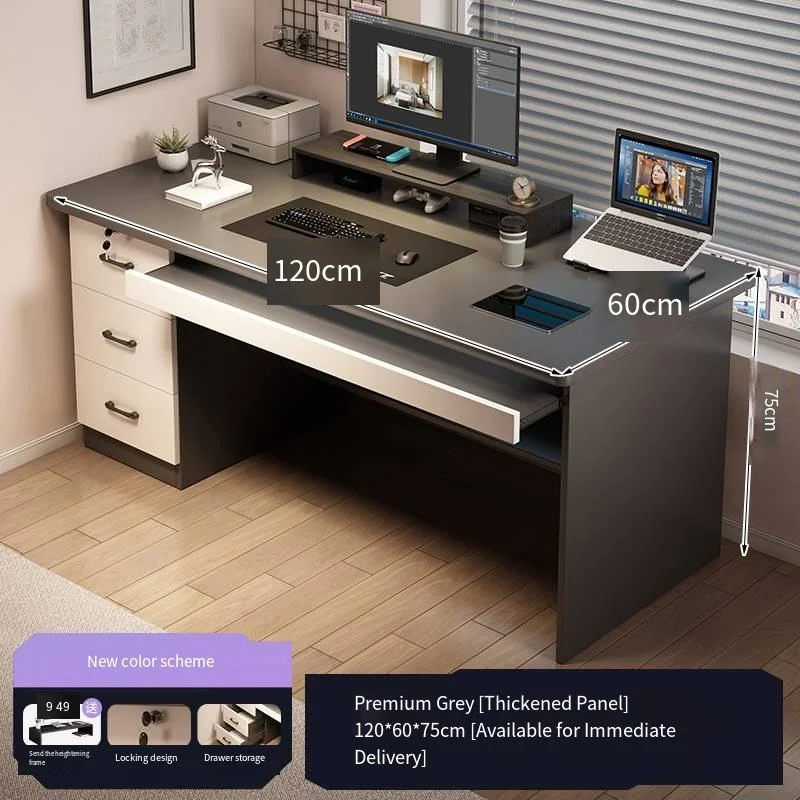 2026 Factory Direct Two Tone Computer Desk with Pull Out Keyboard Tray 3 Drawer Storage Cabinet Home Office Writing Workstationp
