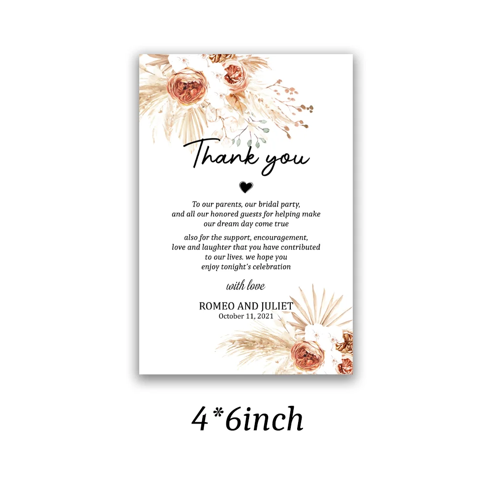 

Personalized Pampas Grass Thank You Card, Custom Thank You Cards, Orange Wedding Thank You, Desert Arch