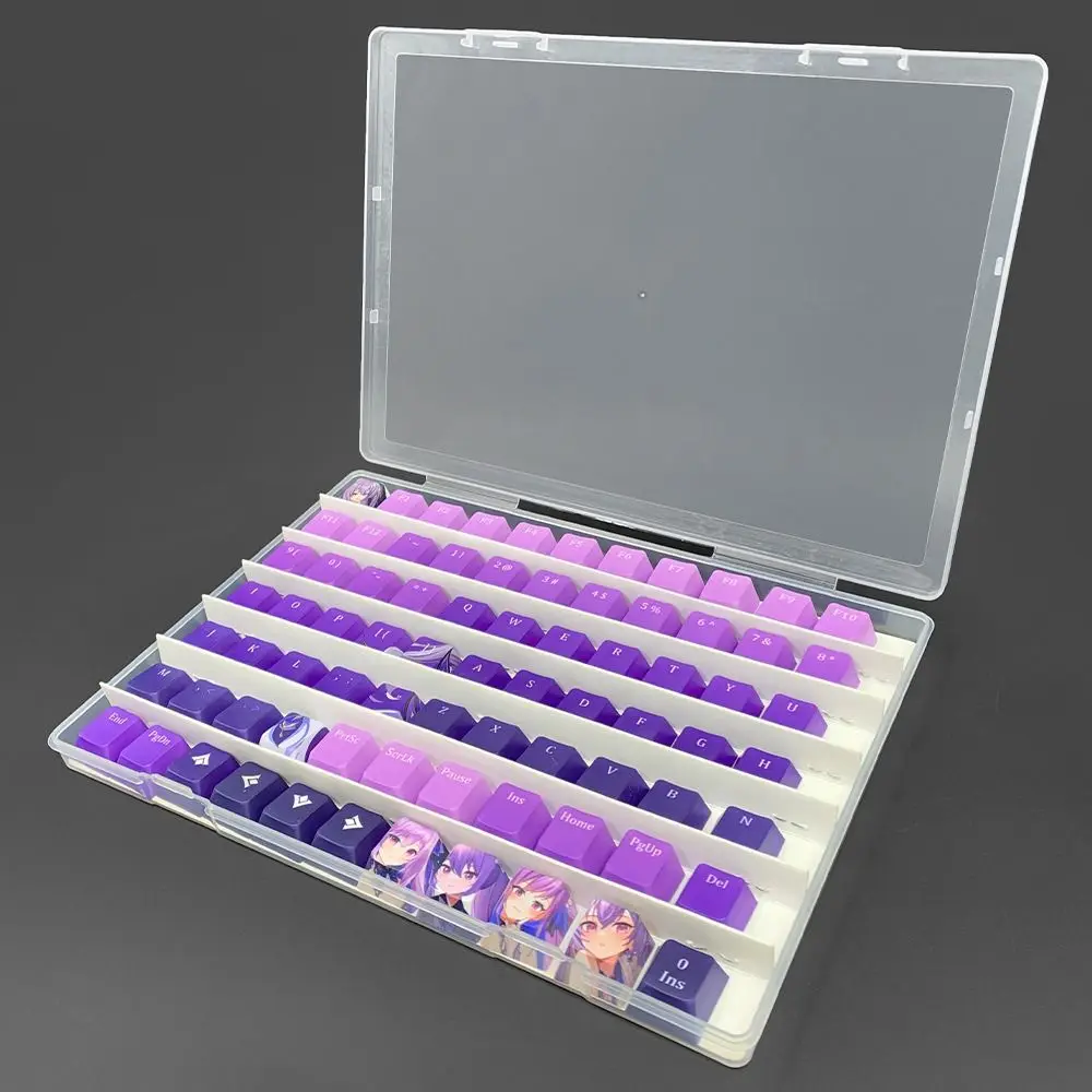 Kotak Penyimpanan Keycaps PC Tahan Debu 77 Kunci 1U dengan Pembagi Kertas Keycaps Paket Organizer Hemat Ruang Universal