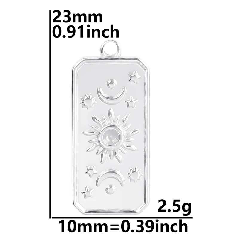 6pcs Silver Sun Charm Stainless Steel Jewelry Making