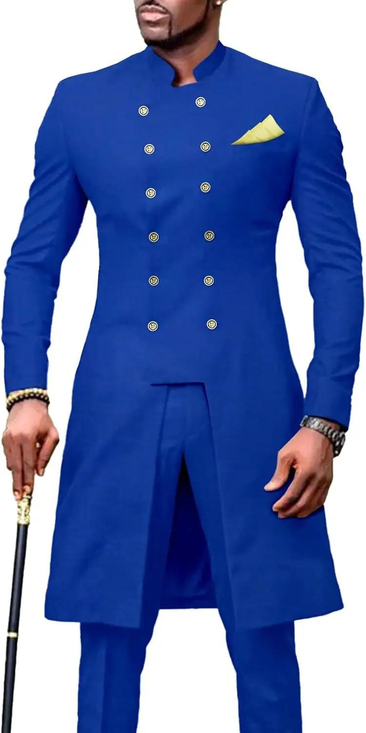 

Men`s Suit African Clothing Jacket and Pants 2 Piece Set for Wedding