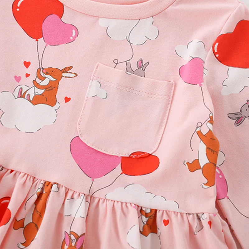 Little maven Baby Girls Children\'s Clothing Kids Clothes 2024 Autumn Spring Cotton Fall Long Sleeves Cartoon Hearts Dresses