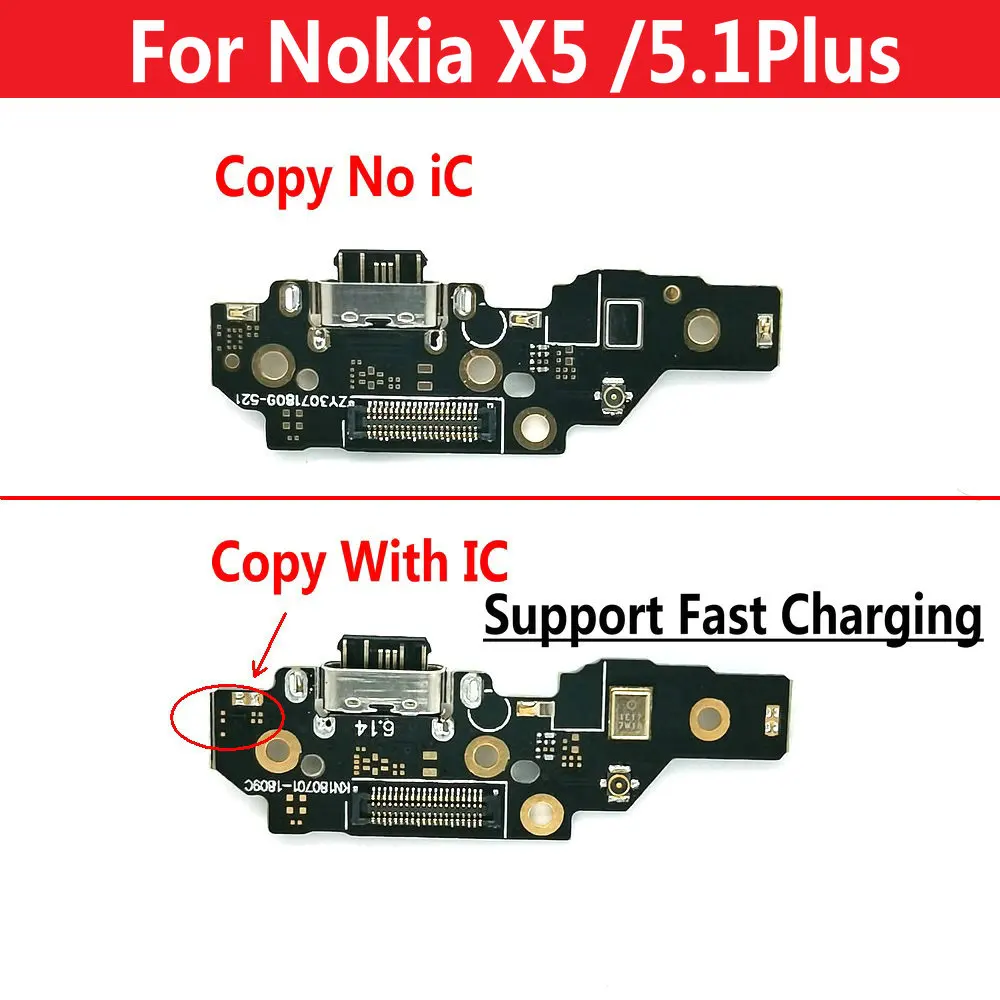 For Nokia 5.1 plus USB Power Charging Connector Plug Dock Port Mic Microphone Flex Cable Board For Nokia X5