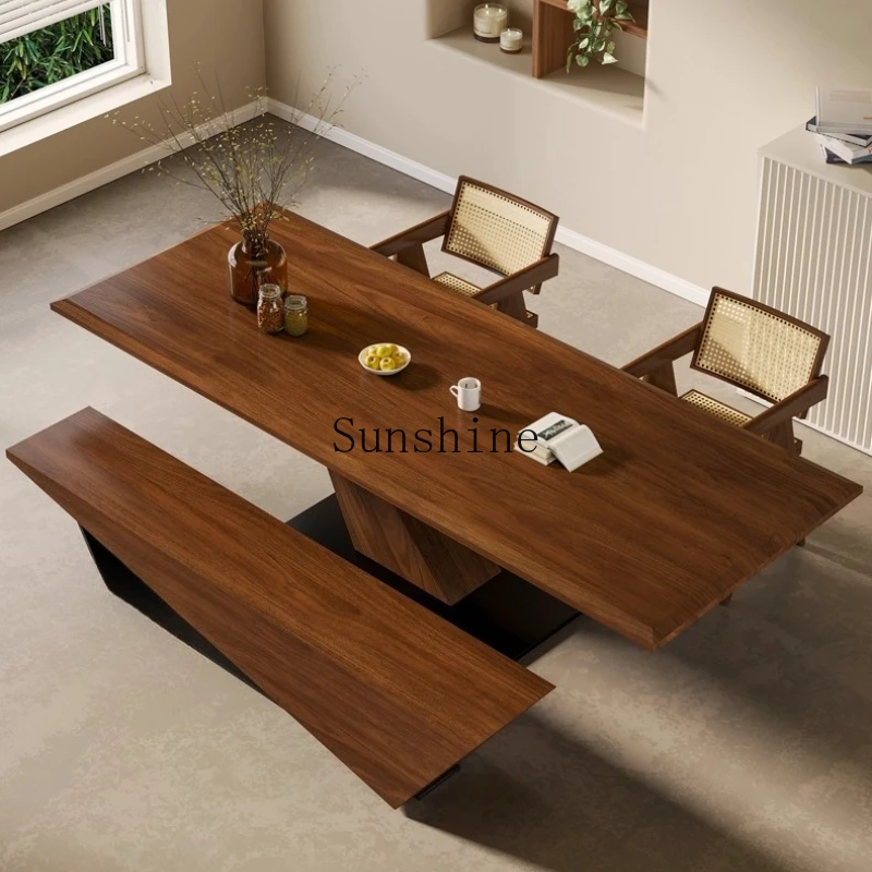 Large and small apartment rectangular medieval dining table minimalist workbench long table
